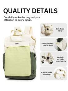 Myco Colorblock Casual Nylon Women's Backpack, Multifunctional Commuter Daily Bag, Multi-Pocket Lightweight Travel Bag, Large Capacity Minimalist Student School Bag - Multicolor - View 3