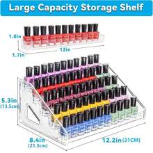 3/5/7Level Acrylic Transparent Multi-Layer Nail Polish Display Stand Lipstick Storage Box Plastic Nail Salon Cosmetic Tabletop Display Rack Professional Manicure Tools Accessories - White - View 10