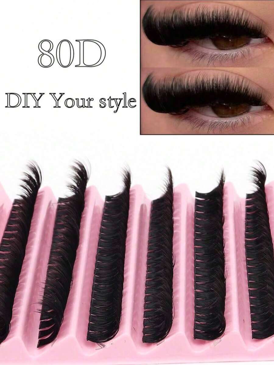 200 Clusters Of Dense Eyelashes, 80D Reusable Thick Fluffy Individual Eyelashes, Suitable For Party Stage, Festival Makeup - DD - View 1