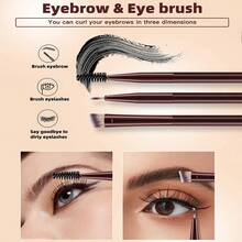 35 Pcs Wine Red Makeup Tool Set, 15 Soft Gradient Flat‑Top Makeup Brushes With 20 Matching Accessories, Contains Makeup Sponges, Powder Puffs, Eyelash Curler, Brush Cleaner And Decorative Pearl Flower Hair Clips For Daily Styling. - Multicolor - View 4