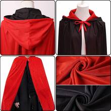 Jubah Berkerudung Vampir Bolak-balik Jubah Penyihir Kostum Halloween | Unisex | Dua Lapisan Bolak-balik | Topeng | Kostum Cosplay | Retro Renaissance Abad Pertengahan | Mudah Dipakai - MultiWarna - View 7