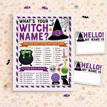 31pcs Halloween Name Witch Game, What's Your Halloween Name Game, Family Fall Party Activities Baby Shower Trick Or Treat Party - View 6