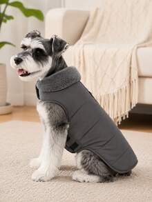 Dog Winter Coat, Warm Fleece Vest With Built-In Drawstring Holes And Reflective Strips, Suitable For Small And Medium Dogs To Wear In Cold Weather And Snowy Conditions - Dark Grey - View 2