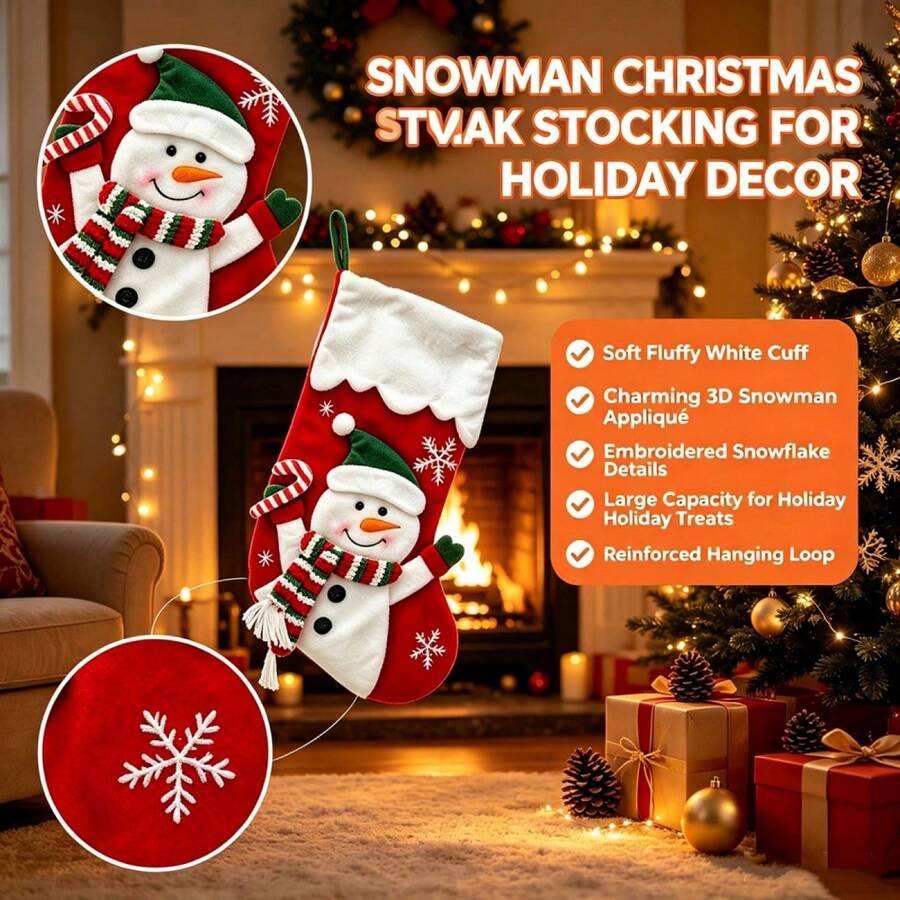 Christmas Stocking Colorful Candy Treat Bag Hanging Decor For Holiday Party - White - View 1