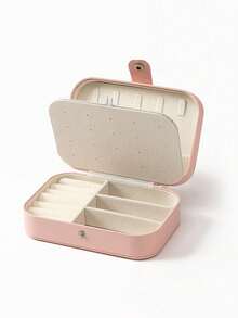 1pc Travel Double Layer Jewelry Box, PU Leather Jewelry Storage Box, Snap Closure Jewelry Organizer, Double Layer Travel Jewelry Display Box, Portable Travel Jewelry Organizer, Jewelry Collection Box, Suitable For Travel And Home Use - Jewelry Box - View 11