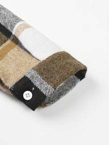 Tween Boy Spring/Summer Non-Down Casual Commuter Fashion Versatile Plaid Casual Shirt - Brown - View 7