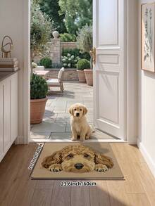 DAJIANG 1pc Multicolor Dog Cartoon Cute Doormat Rug, Suitable For Bathroom, Kitchen, Outdoor, Indoor, Bedroom, Living Room, Bedside, Machine Washable Easy To Clean, Non-Slip Backing Entryway Mat - Curly Poodle - Khaki - View 13