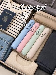 Customizable Wheat Straw Toothbrush Holder (Custom Name/Logo) - Multi-Compartment Travel Storage Box, Made Of Portable And Durable PP Material, Suitable For Men, Women And Family Use - Multicolor - View 1