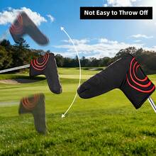 1 Buah Sarung Kepala Putter Golf Blade, Sarung Pelindung Putter Hitam dengan Bordir Lengkung Merah, Lapisan Dalam Lembut, Aksesori Golf - MultiWarna - View 3