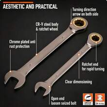 Cr-V Steel Ratchet Wrench, Rust-Resistant And Fade-Resistant, 72-Tooth Industrial Grade Fast Operation Dual-Purpose Wrench With Fixed Star End, Premium Automotive Repair Tool - Double-ended Wrench - View 2