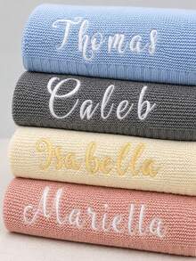 Personalized Knitted Blanket With Custom Name, Throw For Sofa And Bedroom Decor, Christmas Gift For Parents And Grandparents - 80*100cm - View 3