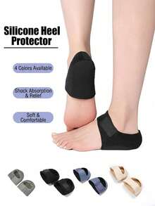 1 Pair Of Unisex Shock-Absorbing Heel Pads With Hook-And-Loop Closure; Adjustable U-Shaped Silicone Heel Sleeves Suitable For Sports Shoes, Dress Shoes, And Basketball Shoes. - Multicolor - View 9