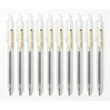 2/5/10pcs Neutral Pen Set, Christmas Minimalist Retractable Gel Pens, 0.5mm Business Office Steel Pens, Retractable Gel Pens Minimalist Matte Black Water Pens, Student Exam Office Signing Pens - A - View 10
