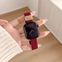1件磁吸彈性尼龍環錶帶，兼容 ，女款運動風，38mm 40mm 41mm 42mm 44mm 45mm 46mm 49mm - 酒紅色 - 查看 6