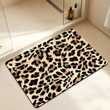 1pc Bathroom Rug, Black Spotted Leopard Print Pattern Mat, Shower Door Decor Carpet, Animal Pattern Rug, Easy-To-Care Home Decor Carpet, Enhances Home Experience. Soft Texture, Comfortable Foot Feel, Can Be Placed In Bathroom, Next To Sink, Entryway And Other Areas - Multicolor - View 3