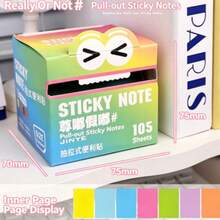 105 Sheets Pearl Texture Self-Adhesive Sticky Notes, Cute Monster Pattern Transparent Sticky Note Roll, Fun Rainbow Cartoon Memo Pad, Tear-Off Writable Pages, Creative Practical Gift For Teachers And Students Back To School Season, Suitable For School Classroom Office Desk Organization, Suitable For Color Coding Replacement, Multi-Function Planner Marker Memo Stickers - A - View 6