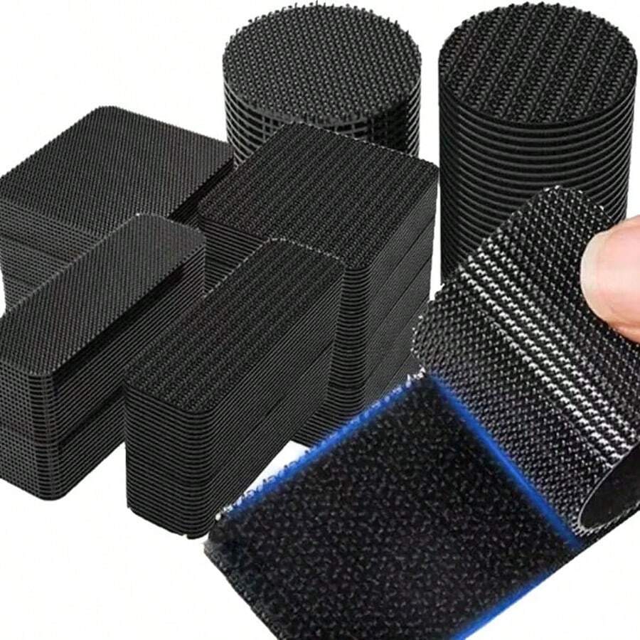 20片/40片地毯防滑條,防滑地毯膠帶與墊片,沙發坐墊固定扣,雙面背膠地毯夾,可重複使用防滑地毯膠帶,防滑地毯墊,適用於硬木地板、磁磚與大理石表面 - 黑色 - 查看 1