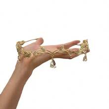 Bando Mahkota Daun Kristal Bertabur Berlian, Perhiasan Gaya Putri Peri Klasik, Cocok untuk Busana Pengantin di Hari Pernikahan - MultiWarna - View 5
