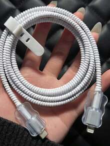 1組TPU保護套，極簡風格保護套，耐用ABS材質製成－相容Apple 18W/20W，防斷裂Type-C保護套，保護充電手機線材免受損壞 - 無色 - 查看 9