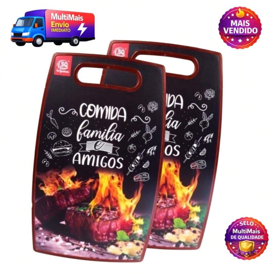 Tabua de Corte Estampada para Carne e Legumes Frutas Ultra Resistente Utensílios de Cozinha - Multicolorido - Visão 1