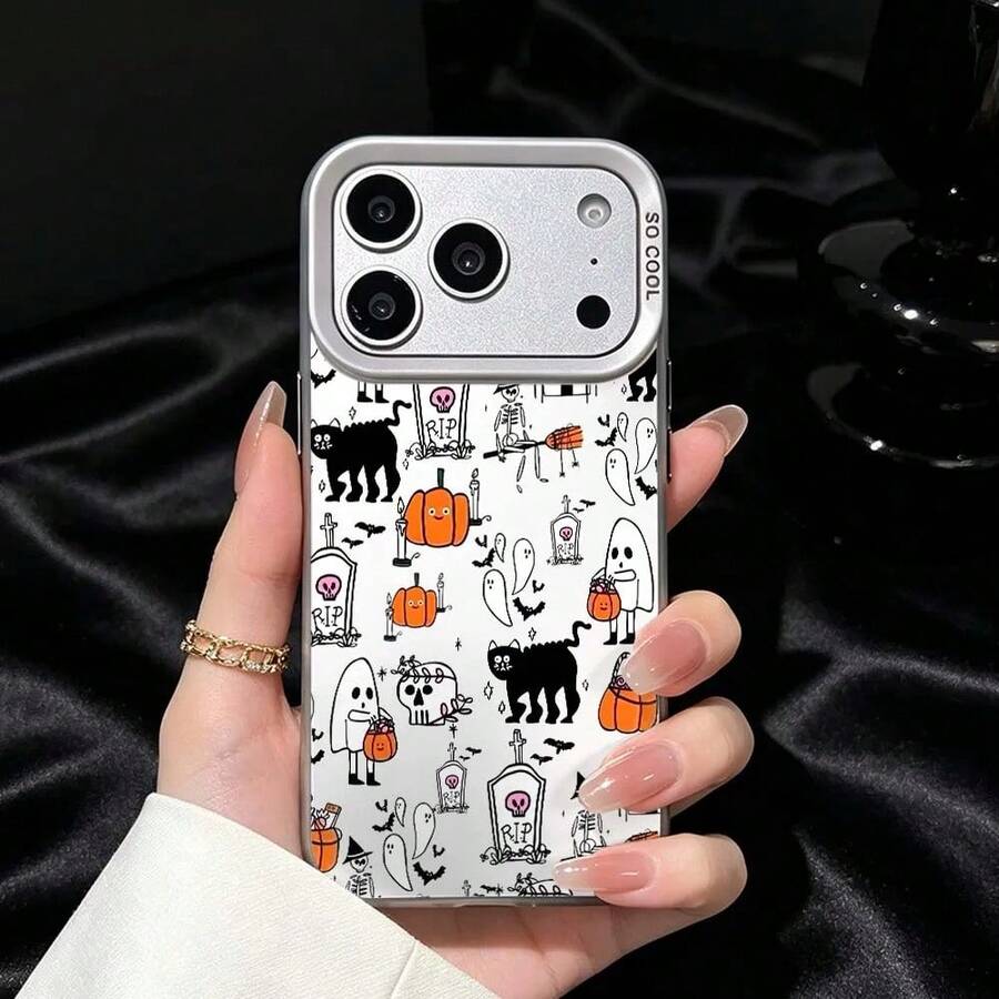Halloween Ghost Pattern For IPhone 17 Air 16 15 14 13 12 11 Pro Max Plus Shockproof Plating Matte Cover Phone Case FJVT - 006 - 查看 1