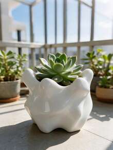 Unique Asymmetrical Rotating Asymmetrical Planter With 3D Wavy Textured Design, Creative Decorative Flower Pot For Home Desktop, Balcony, Succulents, Suitable For Living Room, Office, Entryway And Other Decorative Display - Multicolor - View 3