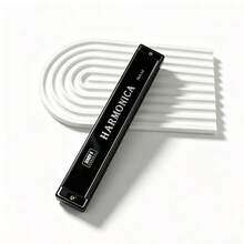 1pc Metal 24-Hole C-Key 6-Color Double-Row Harmonica, Student Gift, Early Education Children's Musical Instrument For Beginners - Black - View 10