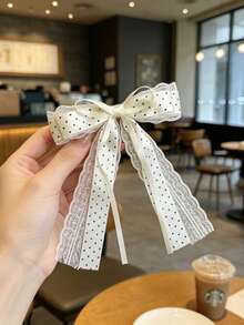 2pcs Polka Dot Bow Hair Clips, Half-Up Hairstyle Hair Accessories - Multicolor - View 3