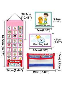 Pink Felt Visual Schedule Board Set, Dual-Use Felt Board (Wall-Mounted Or Freestanding), Suitable For Daily Activity Charts, Perfect Choice For Christmas Gifts And Party Favors - Pink - View 6