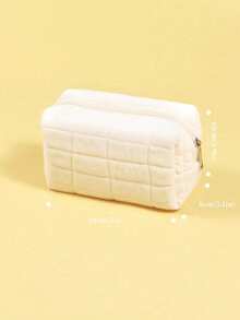 1pc Pink Large Capacity Pillow Shaped Pencil Case, Suitable For Girls And Students, Can Be Used For Travel, Makeup And Toiletries Storage, Practical Gift, Zipper Design, Room Decoration, Travel Essentials, Makeup Storage Bag, Dressing Room Decor - Multicolor - View 4