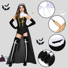 Halloween 5-Piece Women's Wig Set - Wig Costume Accessories, Wig Headpiece, Wig Collar, Gloves, Shoulder Pendant Necklace, Knee Socks Adult Costume Set - Multicolor - View 2