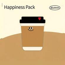 30 Sheets Cute Coffee Pattern Sticky Notes, Minimalist Memo Pads For Daily Reminders, School And Office Supplies - one-size - View 4