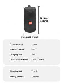 T&G113 Portable Fabric Bluetooth Speaker, Handheld Wireless Waterproof Subwoofer, Supports TF Card Slot, Outdoor Desktop Stereo Player, Suitable For Camping And Travel - View 10