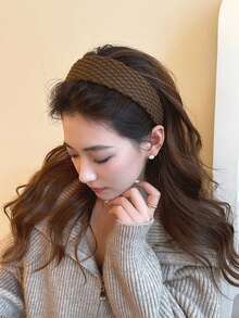 4件/1件裝 女款 38cm/14.96in 周長 黑白棕裸色 針織寬版髮箍 時尚百搭 高質感優雅極簡 純色髮飾 適合日常穿著休閒派對通勤度假 綁馬尾盤髮洗臉沐浴化妝造型搭配 頭飾 - 彩色 - 查看 4