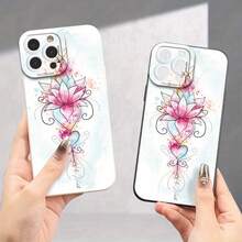 Graffiti Lotus Pattern UV Printing Angel Eyes Soft Phone Case Phone Shell Matte Phone Cover 360 Degree Full Protection For Iphone 11 12 13 14 Pro Max 15 XR X/XS 7 8 Plus SE Mini For Smartphone - 古董白 - 查看 6