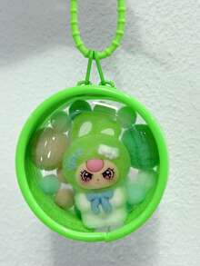 1 Set Dopamine Flocked Rabbit Flocked Doll With Round Transparent Bag Charm, Fur Ball Silicone Lanyard Bag Pendant, Birthday Gift, Party Favor - Multicolor - View 24