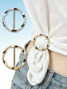 6pcs Minimalist Geometric Spiral Scarf Buckles, Rhinestone Zinc Alloy Multi-Functional Buckle Rings, Suitable For Scarves, T-Shirt Hems, Shirts, Fashion Accessories - View 3