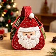 Christmas Character Quilted Tote Basket DIY Fabric Kit, Handmade Sewing Storage Basket Set, Cute Christmas Design Home Holiday Storage, Desktop And Shelf Decor, Handmade DIY Craft Gift - Multicolor - View 1