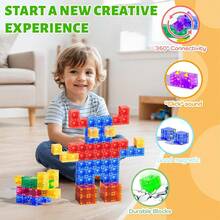 50/75/100pcs Magnetic Building Blocks, Multi-Color, Stackable Party Toys, Vibrant Colors For Sensory Learning, Portable Travel Toy, Random Color - Multicolor - View 8