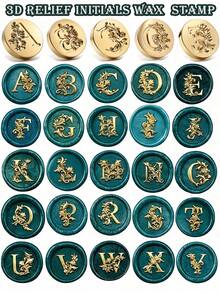 26 Letters Embossed Wax Seal Stamp Heads, Initial Wax Seal Stamps, Thickened Brass Wax Seal Stamps - Alphabet Stamp - View 1