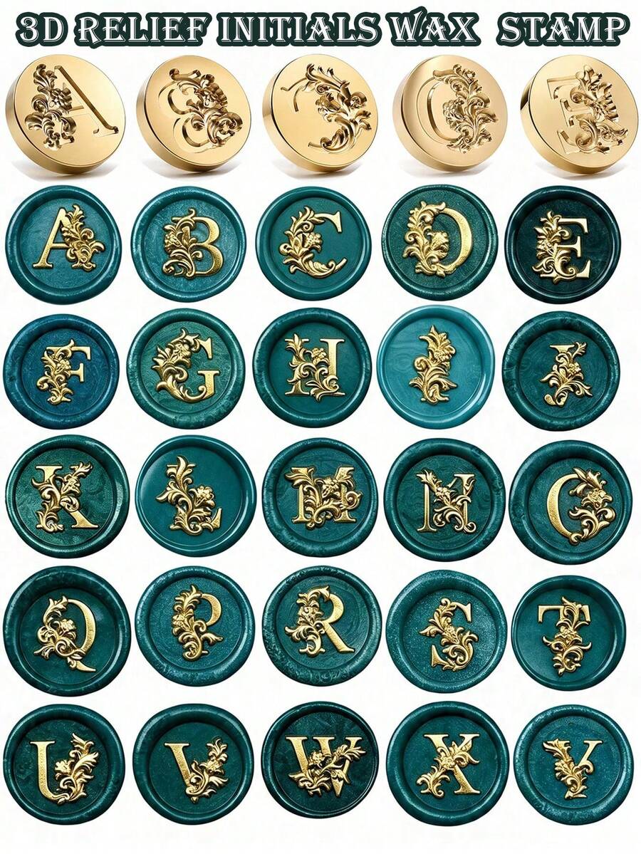 26 Letters Embossed Wax Seal Stamp Heads, Initial Wax Seal Stamps, Thickened Brass Wax Seal Stamps - Alphabet Stamp - View 1