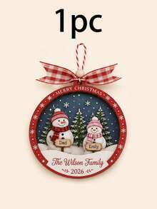 Custom Snowman Christmas Ornament, Festive Tree Hanging Decor, Personalized Family Name Holiday Keepsake, Farmhouse Home Decor, Customized 2-5 Names Christmas Tree Decoration, Customizable Christmas Gift For Family, Family Decoration, Merry Christmas - Style B - View 9