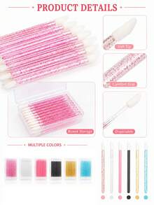50 cây cọ môi dùng một lần đóng hộp, cọ son môi cầm tay, cọ đánh son bóng và mặt nạ môi, dụng cụ thoa môi phủ lông đa năng, dụng cụ trang điểm cho chuyên gia trang điểm - Nhiều màu - Xem 5