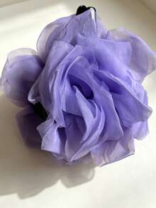 1pc Women's Sweet Elegant Mesh Flower Hair Claw Clip, Suitable For Daily Wear And Vacation - Mauve Purple - View 5