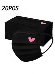 10/50pcs Cute Pink Heart Print Face Masks - Elastic Breathable Masks, Suitable For Women And Teenagers, Washable, Fashionable Daily Accessory, Fun Design, Comfortable To Wear, Valentine's Day Outfit - A - View 16