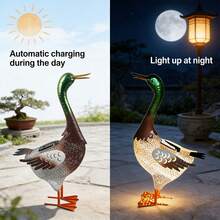1pc Outdoor Solar Statue Light, Garden Decor, 3D Cute Duck Statue Light, Creative Design Iron Material, Beautiful Rust-Proof Durable, Backyard, Bistro, Cafe Style, Camping Light Yard/Lawn Ornament, Suitable For Patio, Lawn, All Seasons - 3D Duck Statue Lamp - View 3