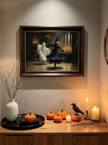 1 Piece Ghost Witch Dancing Painting Poster Dark Academia Print Picture Gothic Wall Arts Vintage Wall Picture Halloween Wall Artwork Living Room Wall Decor No Frame - Cartoon - View 5