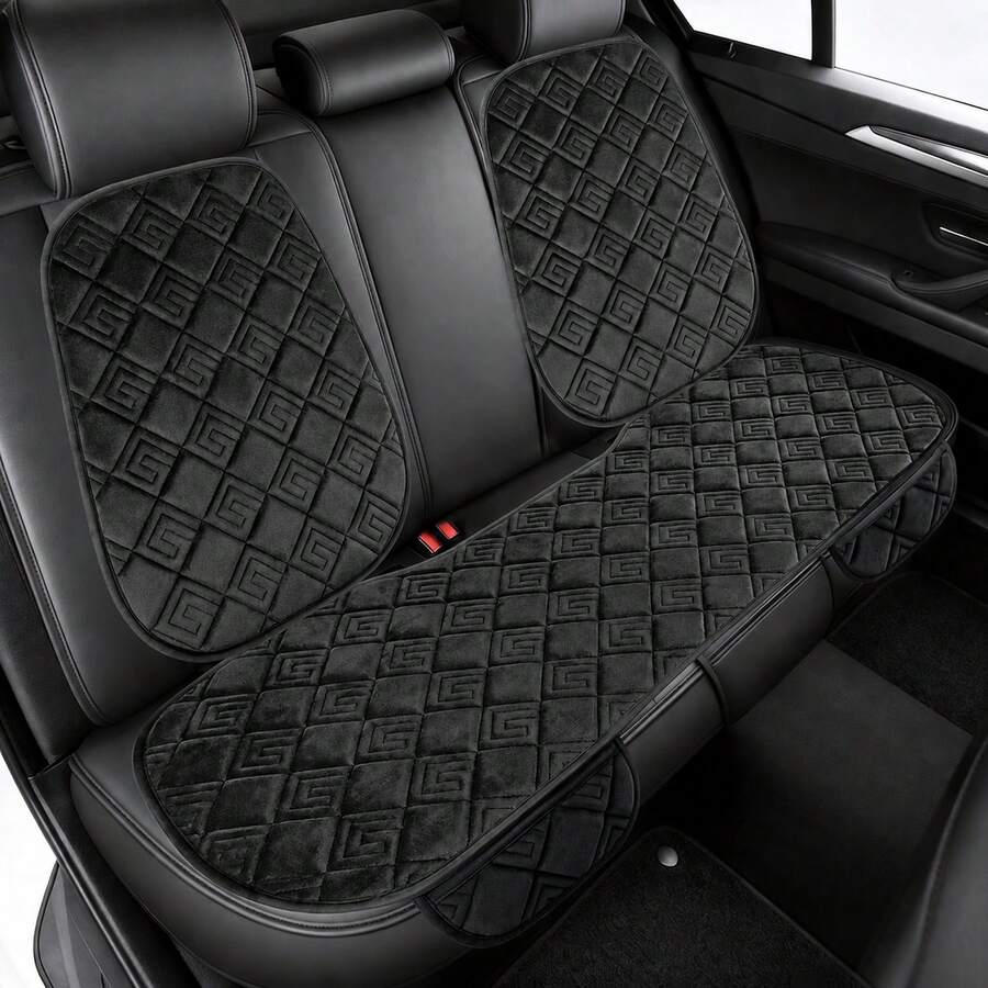 New Car Seat Cushion Ru Yi Square Embroidered 3-Piece Set For Back Row, Exquisite Design With Storage Bag, Plush Material, Comfortable And Warm, Easy Installation, Suitable For All Seasons And Multiple Car Models - Multicolor - View 1