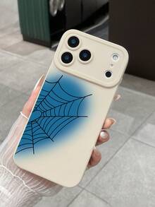 1pc Autumn Dark Style Halloween Spider Web Large Window Phone Case, Ins Influencer Halloween Atmosphere Spider Web Print Phone Case, Beige Matte Raised Camera Lens Full Coverage Shockproof Soft Shell, Suitable For Personal Use, Halloween, Birthday Gift Choice; Compatible With IPhone Case & Galaxy Case, Compatible With IPhone 17/17 Pro/17 Pro Max, Compatible With IPhone 18 Pro/18 Pro Max, Galaxy S24 Ultra/S25 Ultra - White - View 7