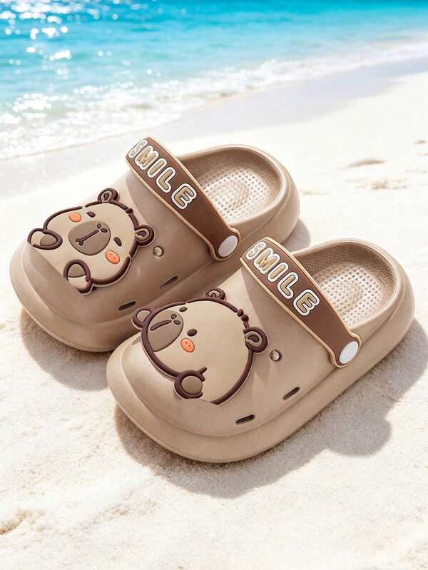 1 Pair Capybara Summer EVA Kids Clogs, Boys Bath Soft Sole Non-Slip